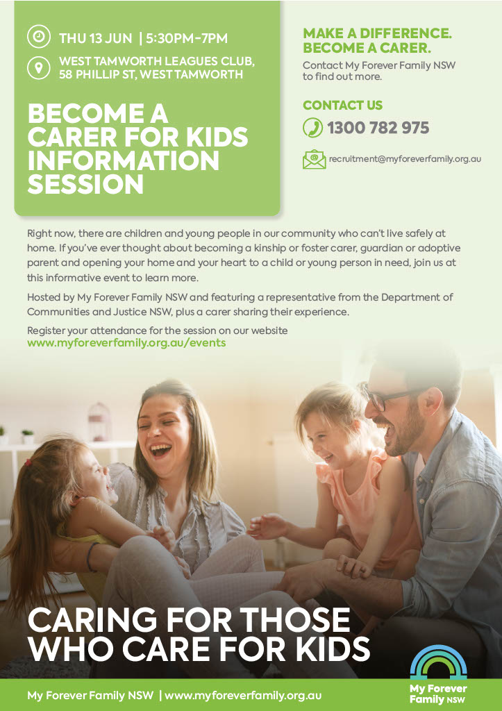 My Forever Family NSW Foster Carer online session invitation flyer